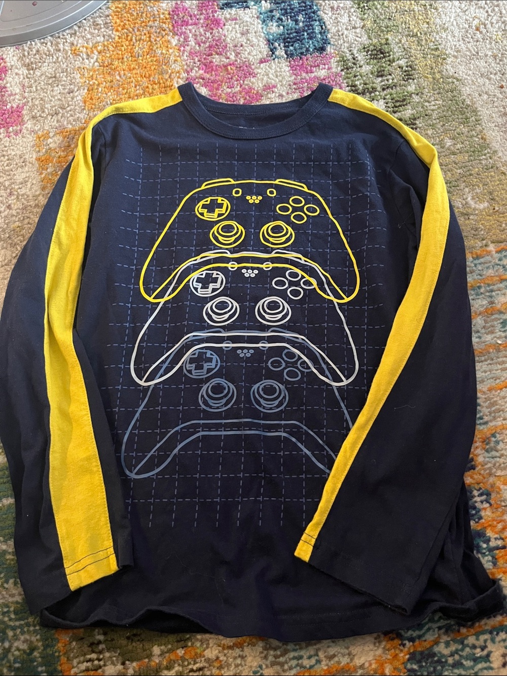 Gaming Controller Graphic Long Sleeve Shirt - Black & Yellow sz 8 boys